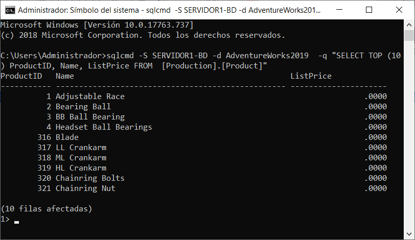Ejecutar consultas de SQL Server en SQLCMD Ejecutar consultas de SQL Server en SQLCMD