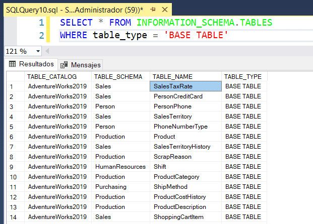 Comando para ver las tablas de una base de datos en SQL Server de Microsoft Comando para ver las tablas de una base de datos en SQL Server de Microsoft