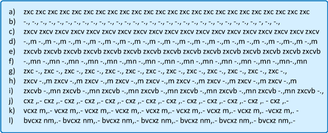Ejercicios básicos con la fila inferior para aprender a escribir con los diez dedos