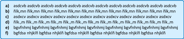 Ejercicios básicos con las filas básica e inferior para aprender a escribir con los diez dedos