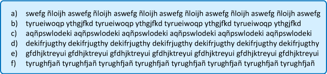 Ejercicios de afianzamiento con las filas básica y superior para aprender a escribir con los diez dedos