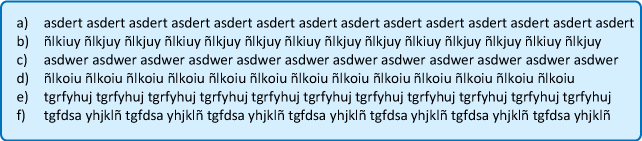 Ejercicios básicos con las filas básica y superior para aprender a escribir con los diez dedos