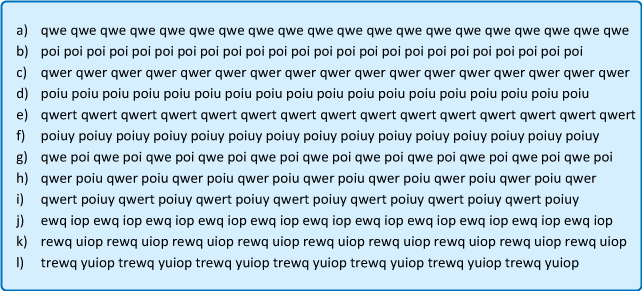 Ejercicios básicos con la fila superior para aprender a escribir con los diez dedos