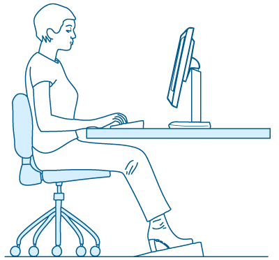 Postura correcta para escribir ante el teclado