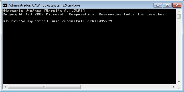 Wusa de windows actualizacion 3045999