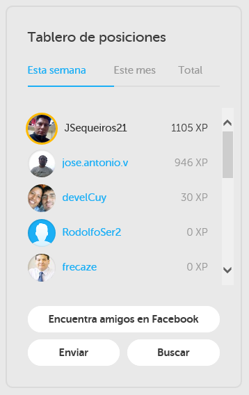 Tablero de posiciones con Duolingo