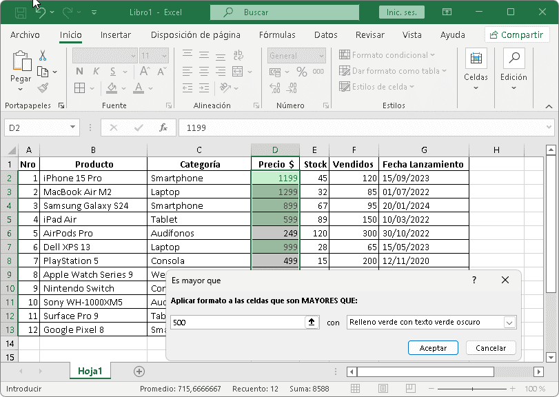Cómo usar formato condicional en Excel