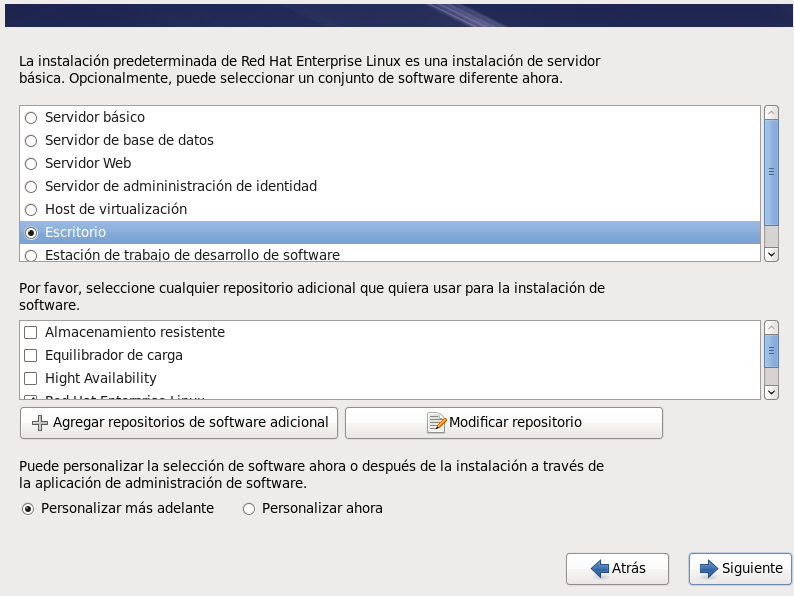 Seleccionar la opción de Escritorio