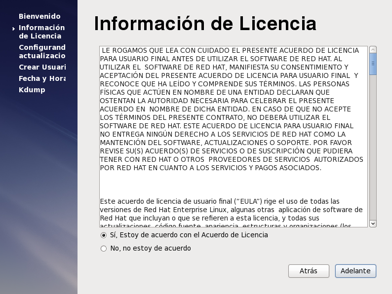 Aceptar la licencia