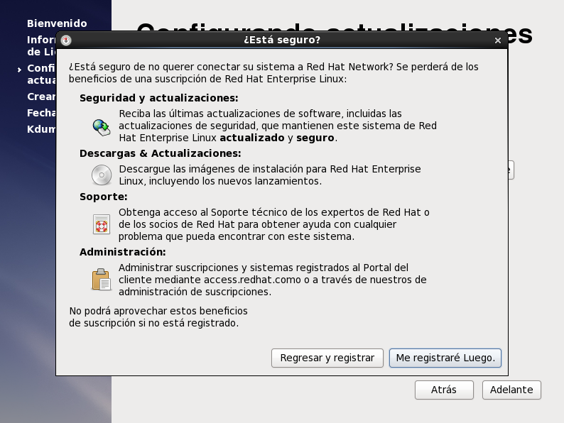 Seleccionar la opción me registraré luego
