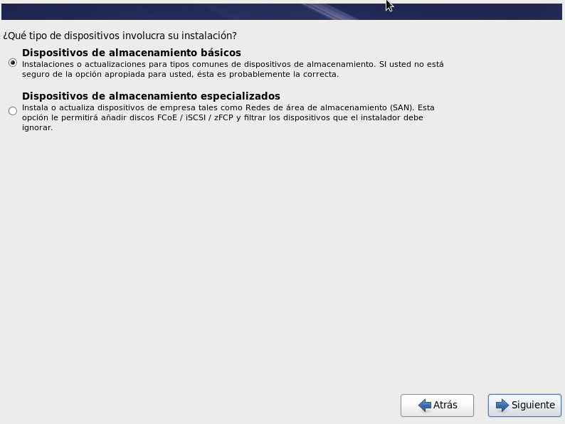 Seleccionar dispositivos de almacenamiento básicos