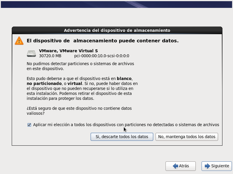 Descartar datos de almacenamiento