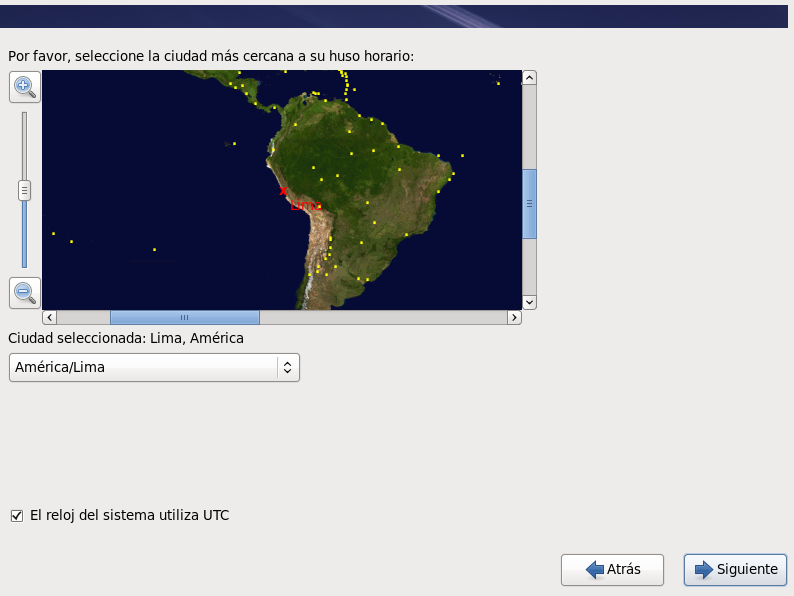 Seleccionar el uso horario de su localidad