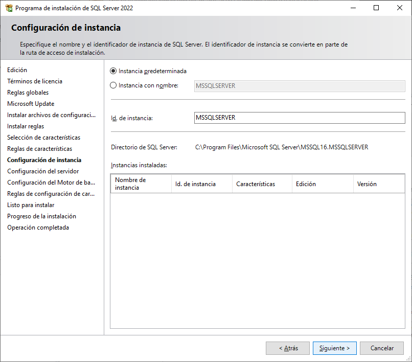 Configuración instancia de SQL Server 2022