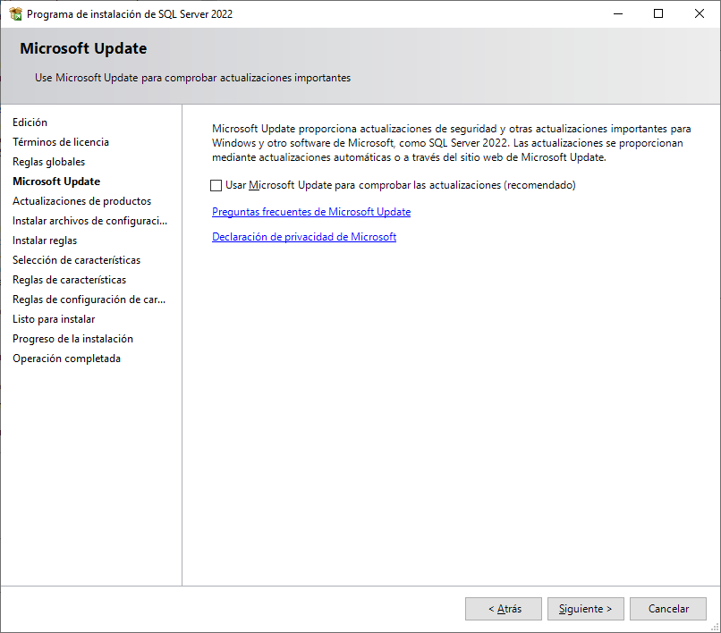 Actualizar update de SQL Server 2022