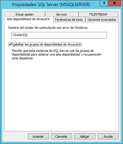 Activar cluster para alta disponibilidad alwayson SQL Server