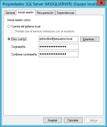 Cuenta de SQL Server no inicia el servicio SQL Server al reiniciar el servidor