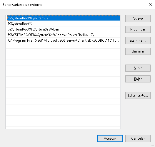 editar las variables de entorno