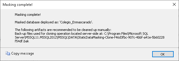Base de datos enmascarado en SQL Server