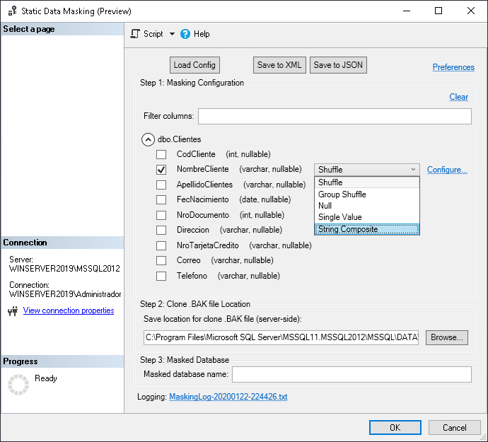 Asistente de enmascaramiento de datos en SQL Server