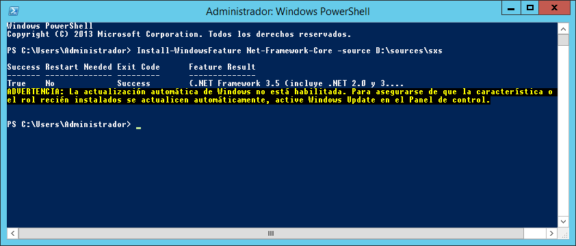 Instalación correcta de .NET Framework 3.5