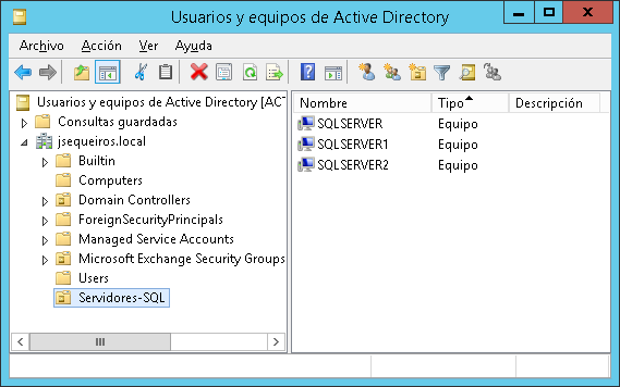Mover servidores SQL a la unidad organizativa