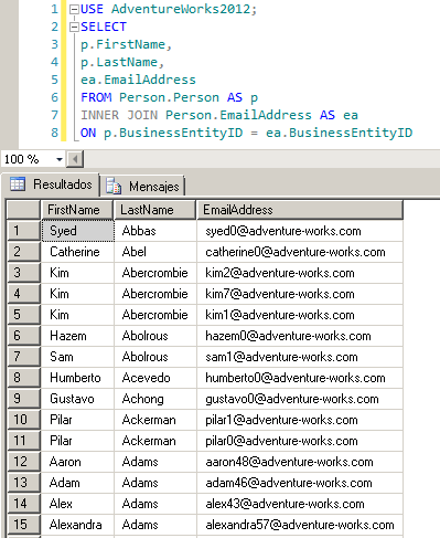 La sintaxis JOIN en SQL Server