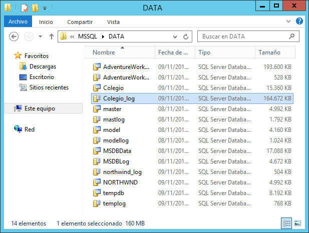 Tamaño del archivo antes de truncar y reducir el log de transacciones de SQL Server