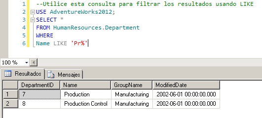 Búsqueda con caracteres comodín en SQL Server