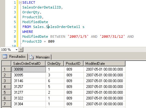 Cláusula WHERE con múltiples condiciones en SQL Server