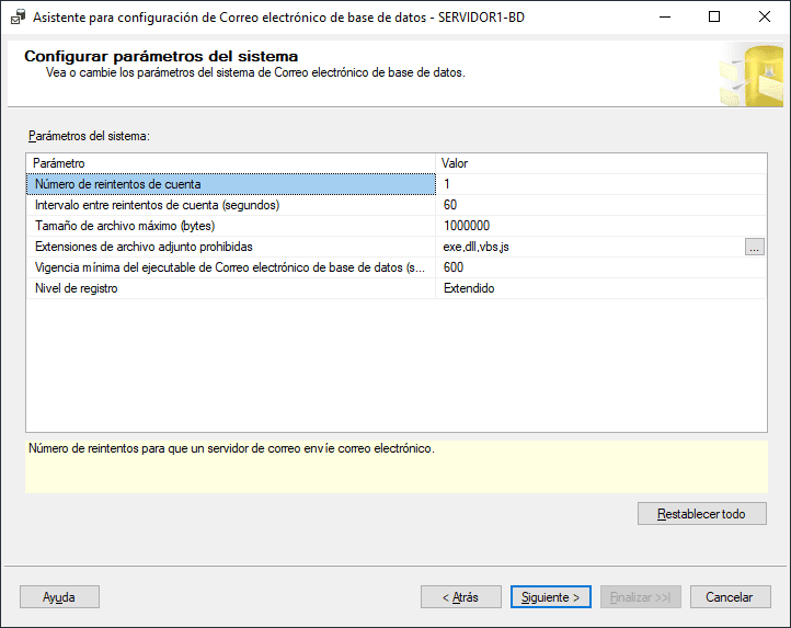 Configurar parámetros del sistema