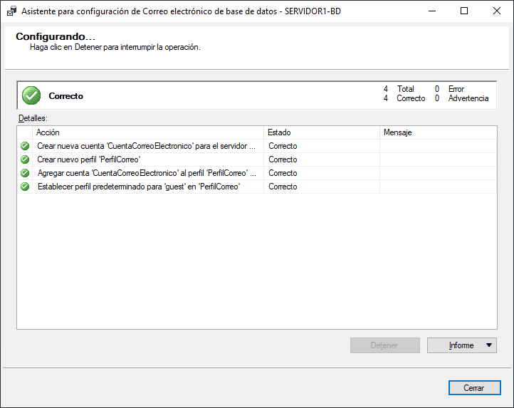 Página de configuracion finalizado