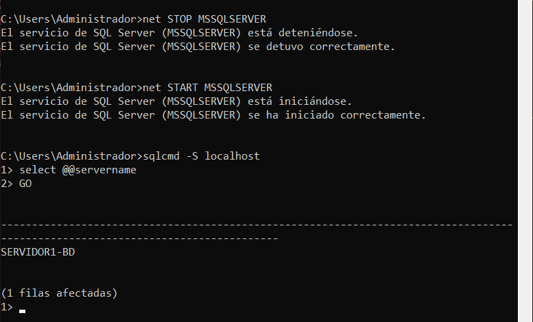 Reiniciar el servicio de SQL Server para que los cambios surtan efecto