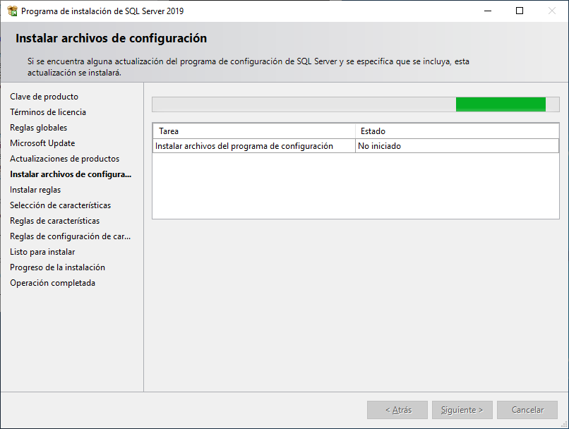 Instalar archivos de Configuración SQL Server