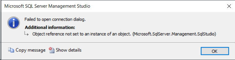 No abre la ventana de SSMS