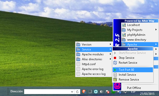 Test del puerto 80 Wamp Server Apache