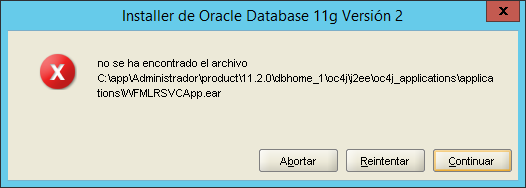 error  en instalación de  Oracle 11g WFMLRSVCApp.ear