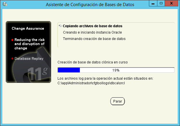 Asistente de configuración de base de datos